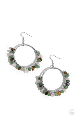 Handcrafted Habitat - Green/Multi Stone Earring