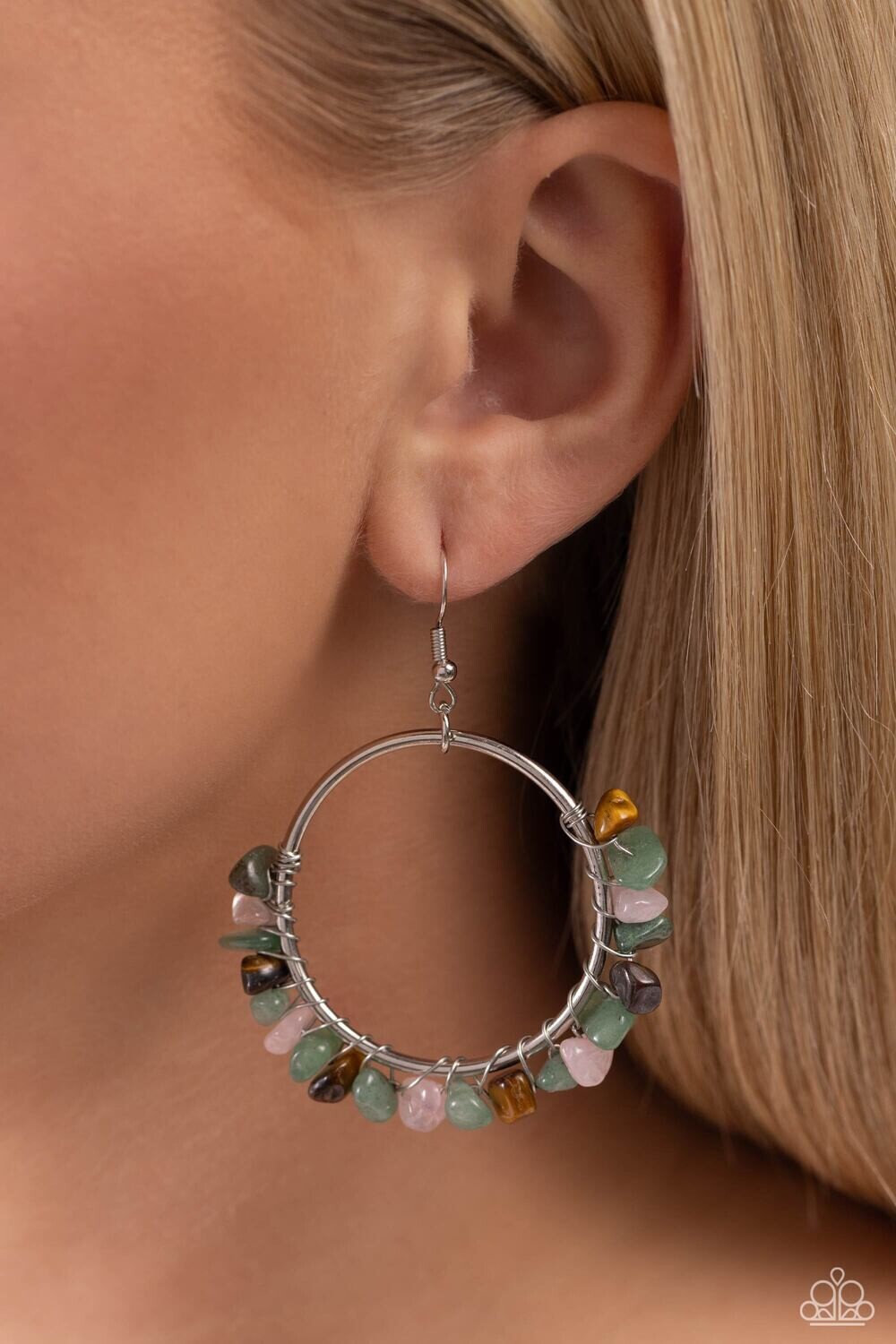 Handcrafted Habitat - Green/Multi Stone Earring