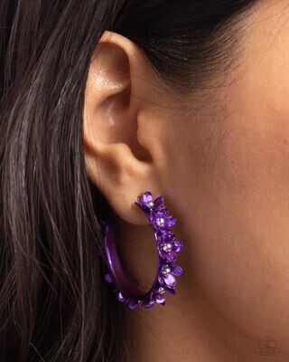 Fashionable Flower Crown - Purple Earrings