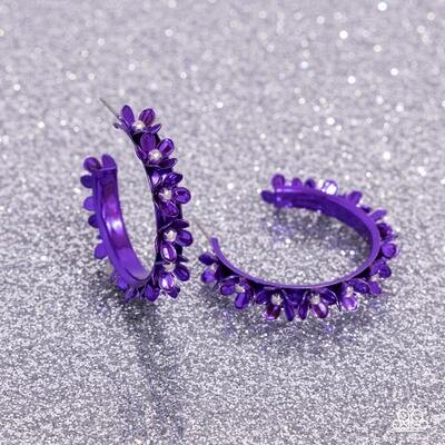 Fashionable Flower Crown - Purple Earrings