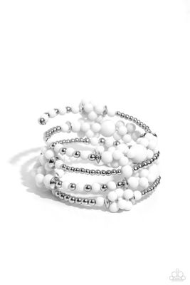 Compelling Clouds - White Coil Bracelet