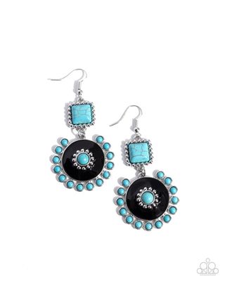 Earthy Emblem - Turquoise Blue/Black Earring