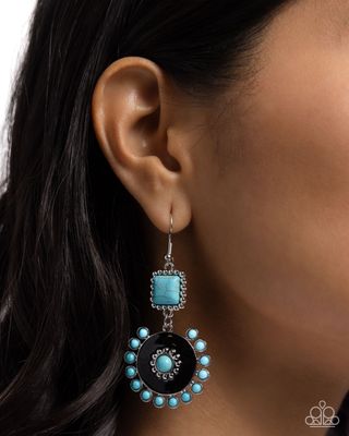 Earthy Emblem - Turquoise Blue/Black Earring