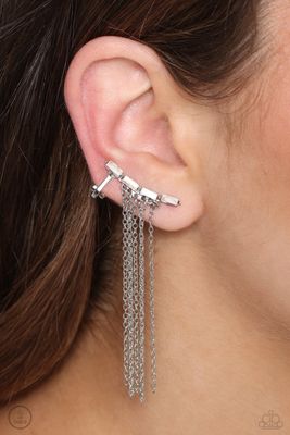 Fault Line Fringe - White Earring