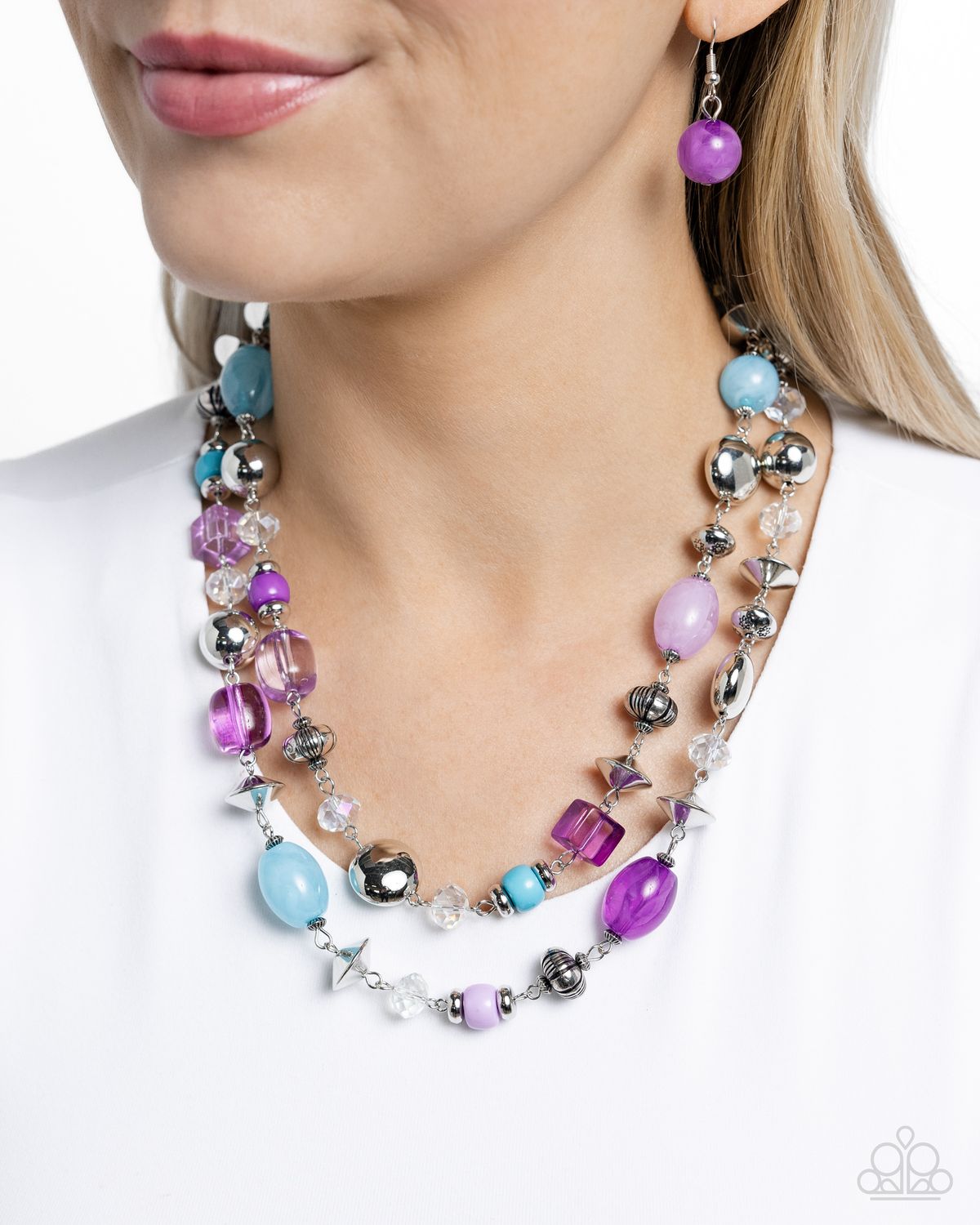 Playful Past - Purple Necklace