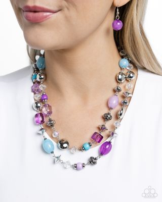 Playful Past - Purple Necklace