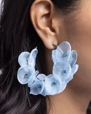 Petaled Pageant - Blue Hoop Earrings