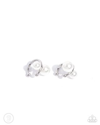 Elegant Emblem - White Cuff Earring