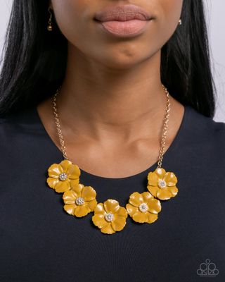 Floral Favor - Yellow/Gold Necklace