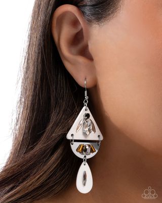 Abstract Articulation - White Earring