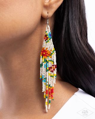 Beaded Gardens - White Earring