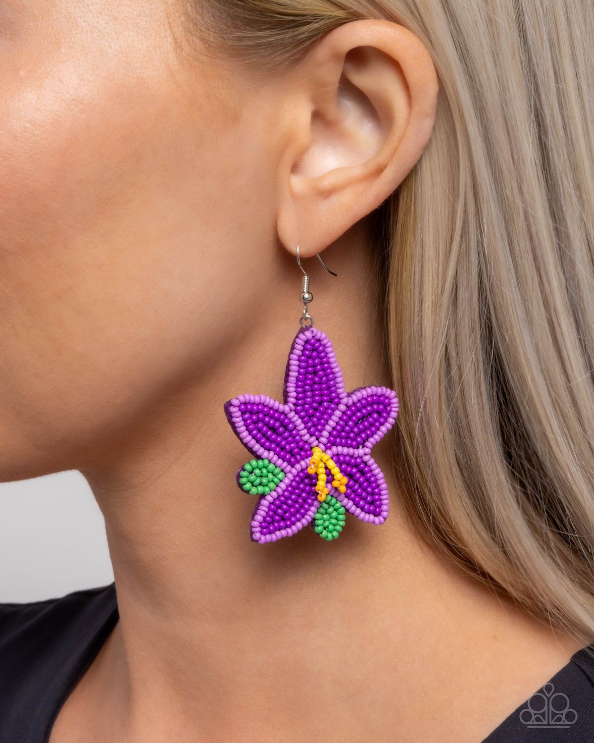 Seed Bead Symmetry - Purple Earring