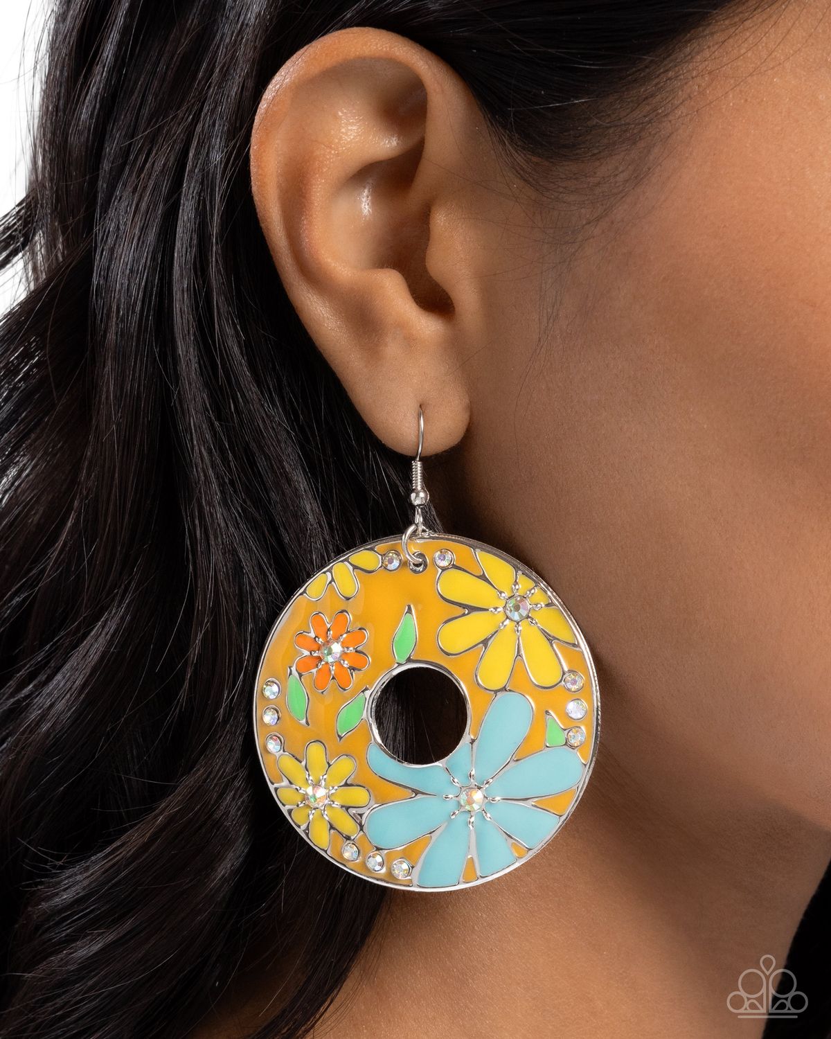 Embroidered Elegance - Yellow Earring