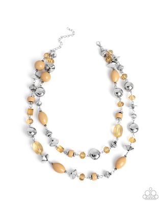 Eye-Catching Earnings - Brown Necklace