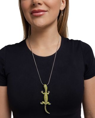 Salamander Statement - Green Necklace