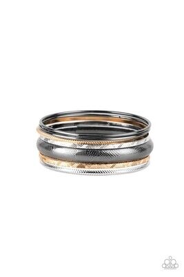 Stackable Stunner - Black/Gold/Silver Multi Bracelet