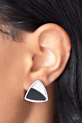 Kaleidoscopic Collision - Black/Gry/Wht Earring