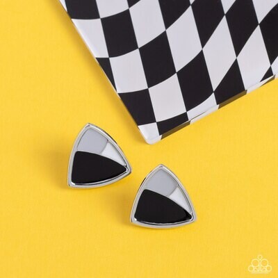 Kaleidoscopic Collision - Black/Gry/Wht Earring
