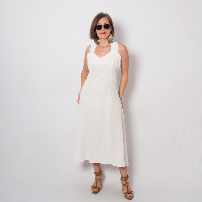 90s Ivory Linen Dress