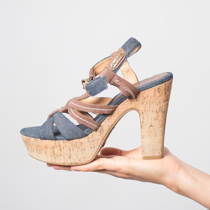 PEPE JEANS London High Heel Ankle Strap Sandals