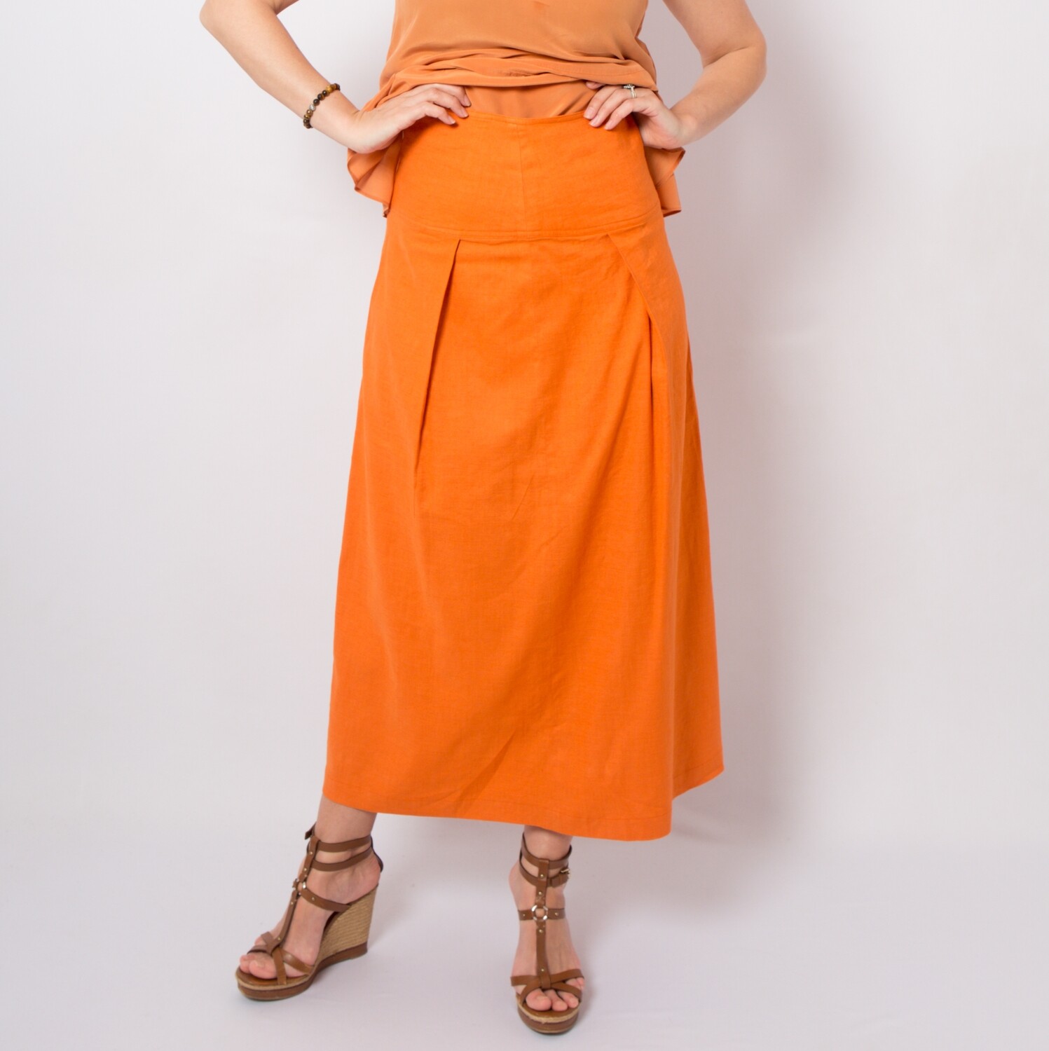 ANTONIO D&#39;ERRICO Linen Maxi Skirt High Waist