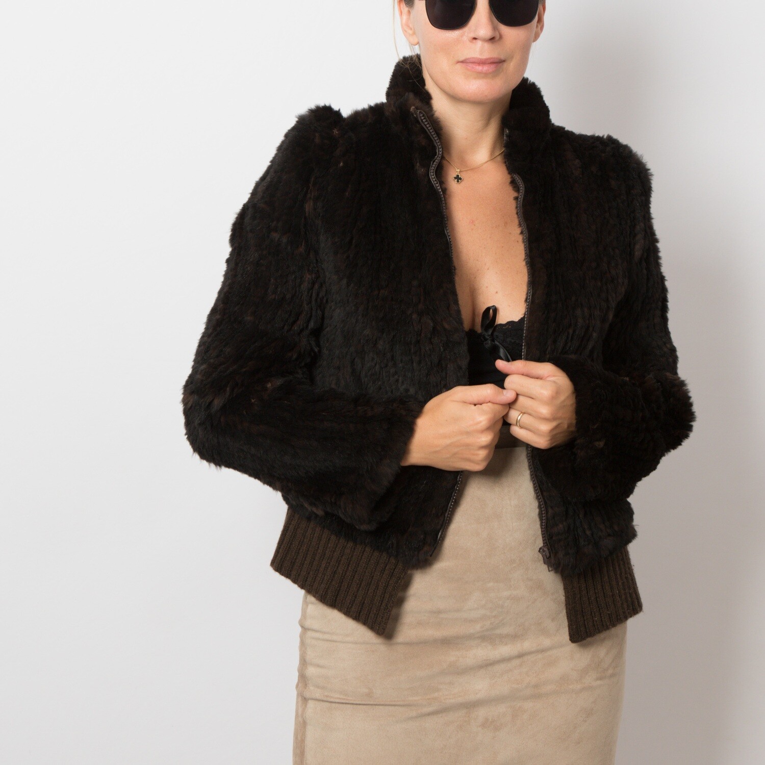 Brow Rabbit Fur Jacket Women