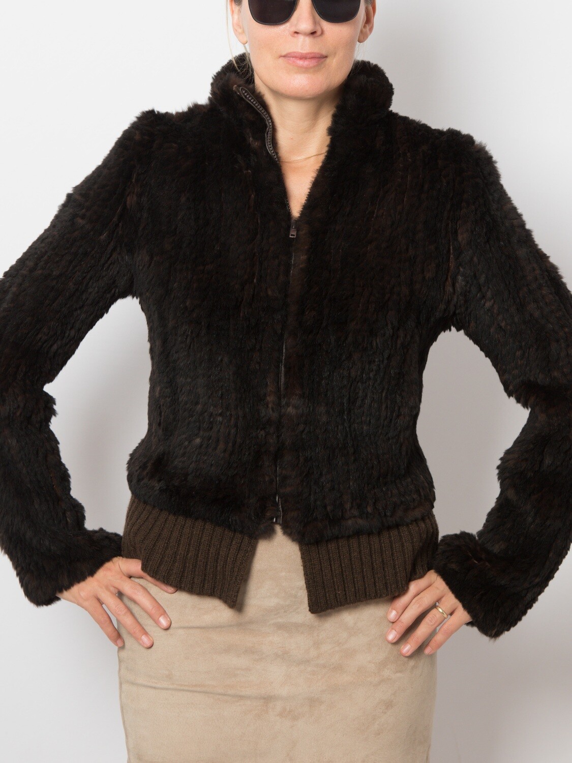 Brow Rabbit Fur Jacket Women