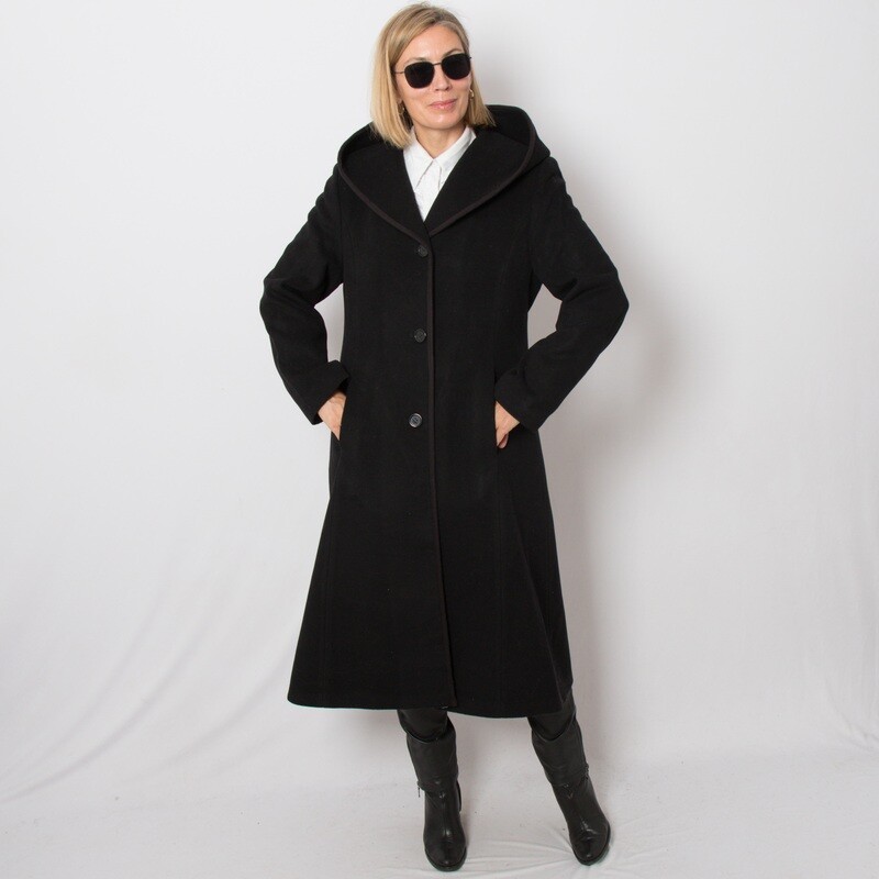 ERICH FEND Hooded Cashmere Coat Black