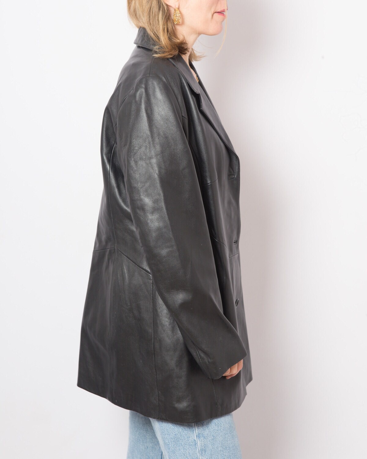 LUX 90s Black Soft Leather Coat