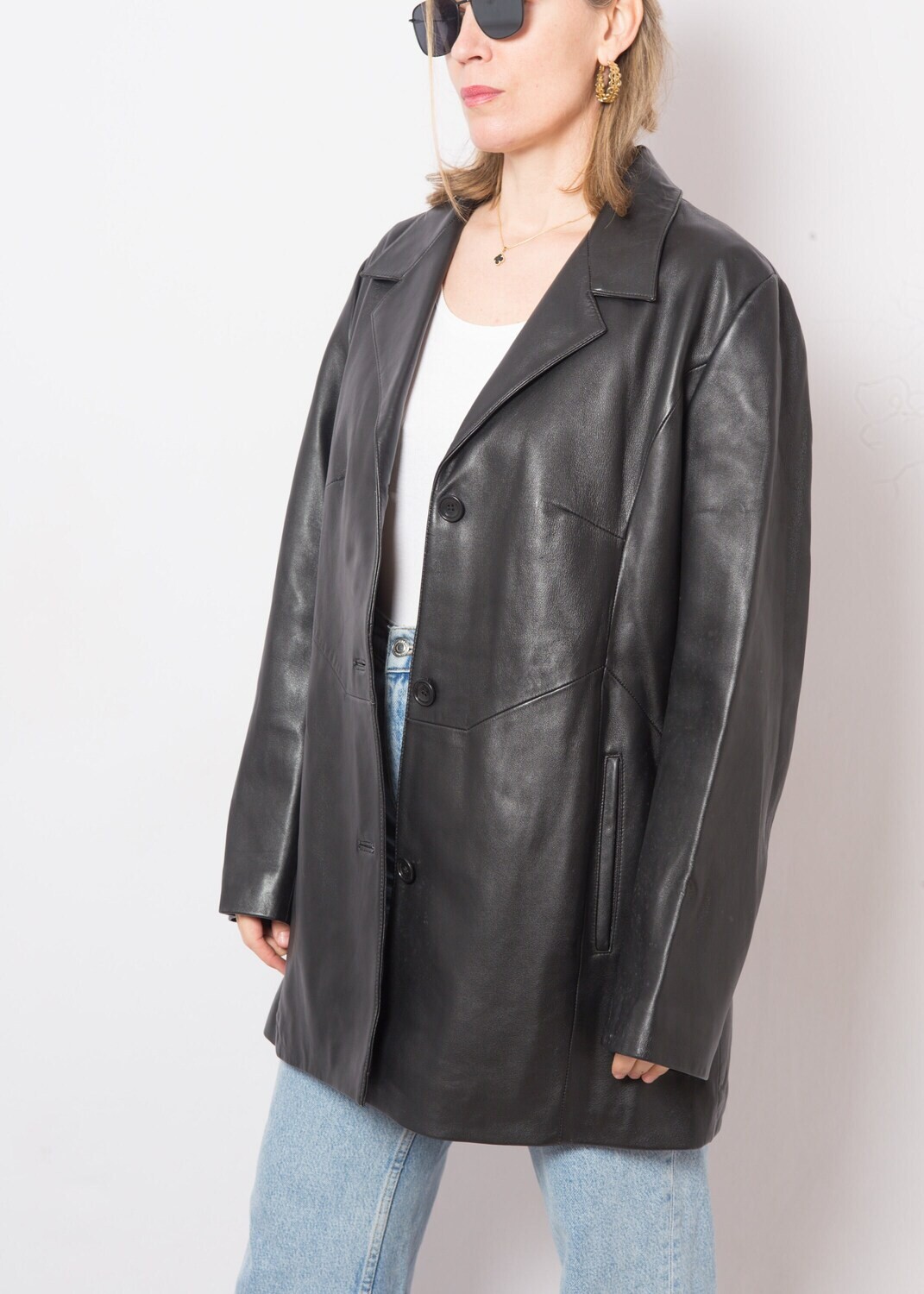 LUX 90s Black Soft Leather Coat