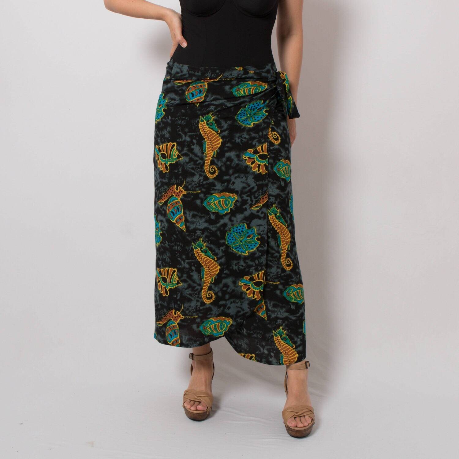 Vintage Long Cotton Wrap Skirt