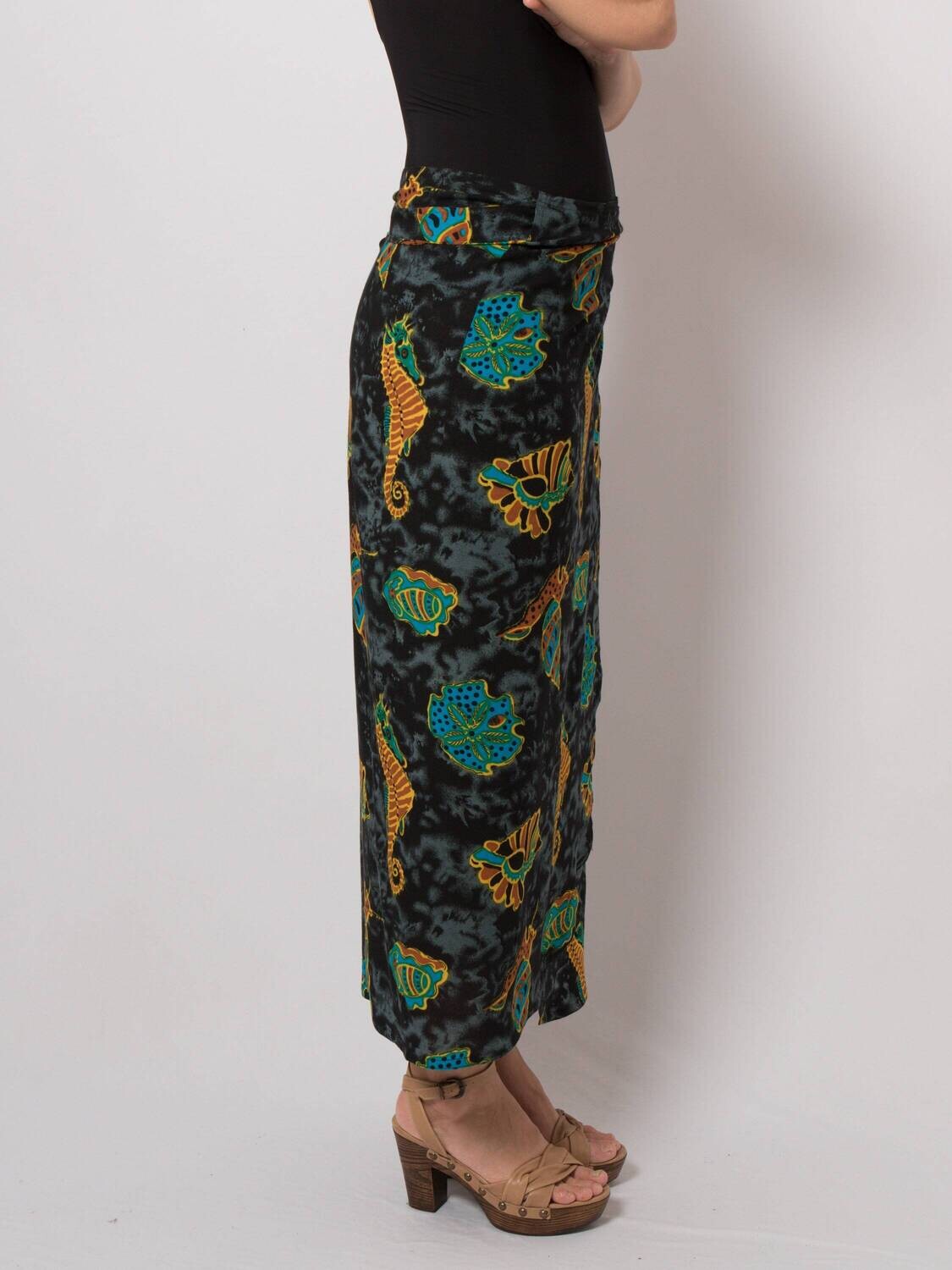 Vintage Long Cotton Wrap Skirt