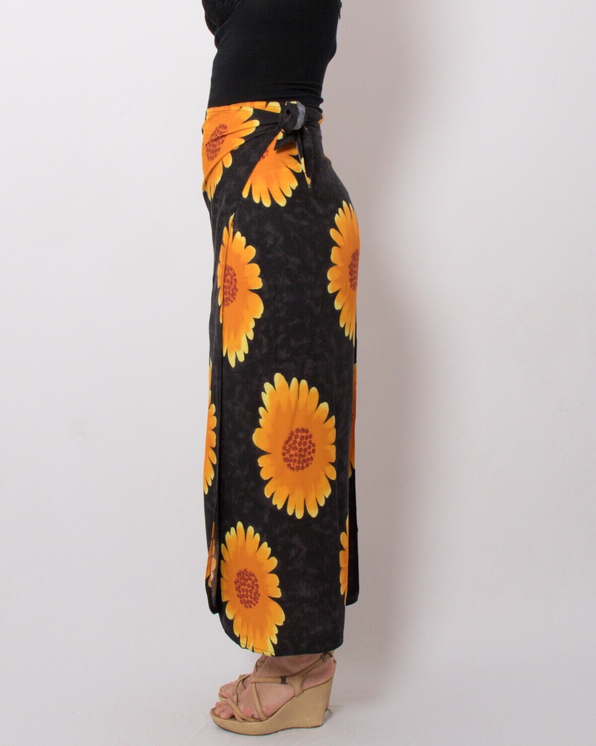 Vintage Sunflower Wrap Sarong Skirt