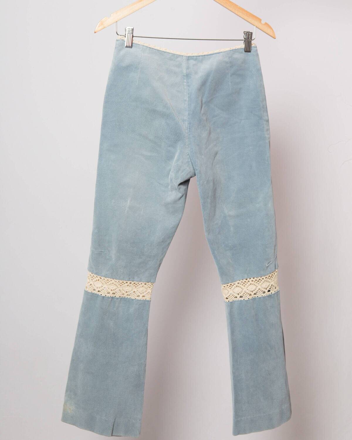 70s Vibes Flared Blue Suede Pants