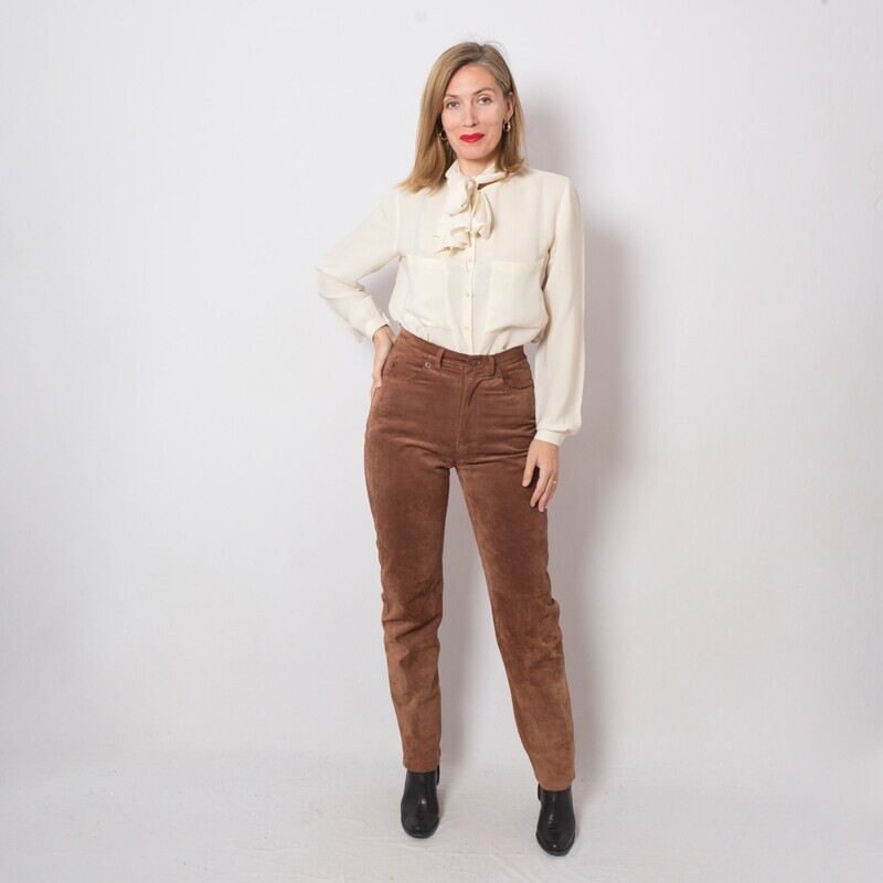 Vintage Suede Leather Pants Women W 27