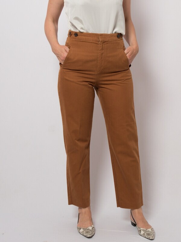 Brown Tapered Trousers High Waist