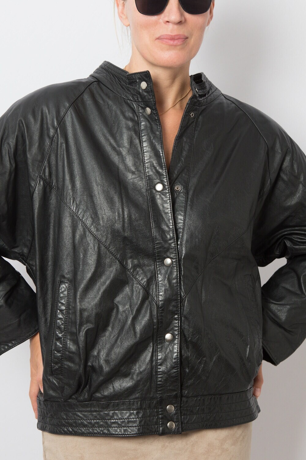 90s Vintage Leather Bomber Jacket Women