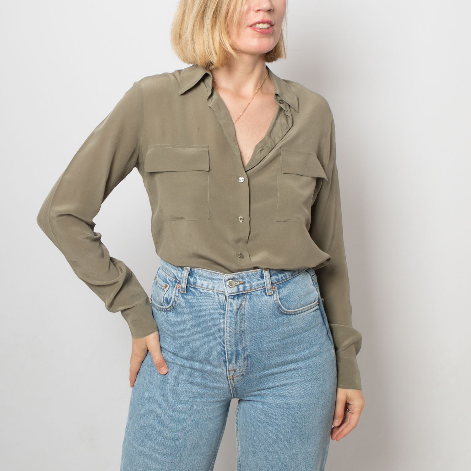 Vintage Silk Button Down Shirt Women