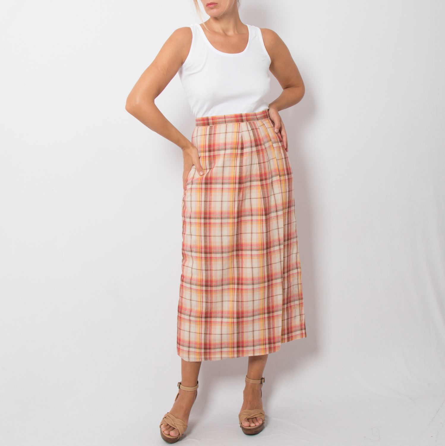 80s Laura Ashley Long Plaid Skirt