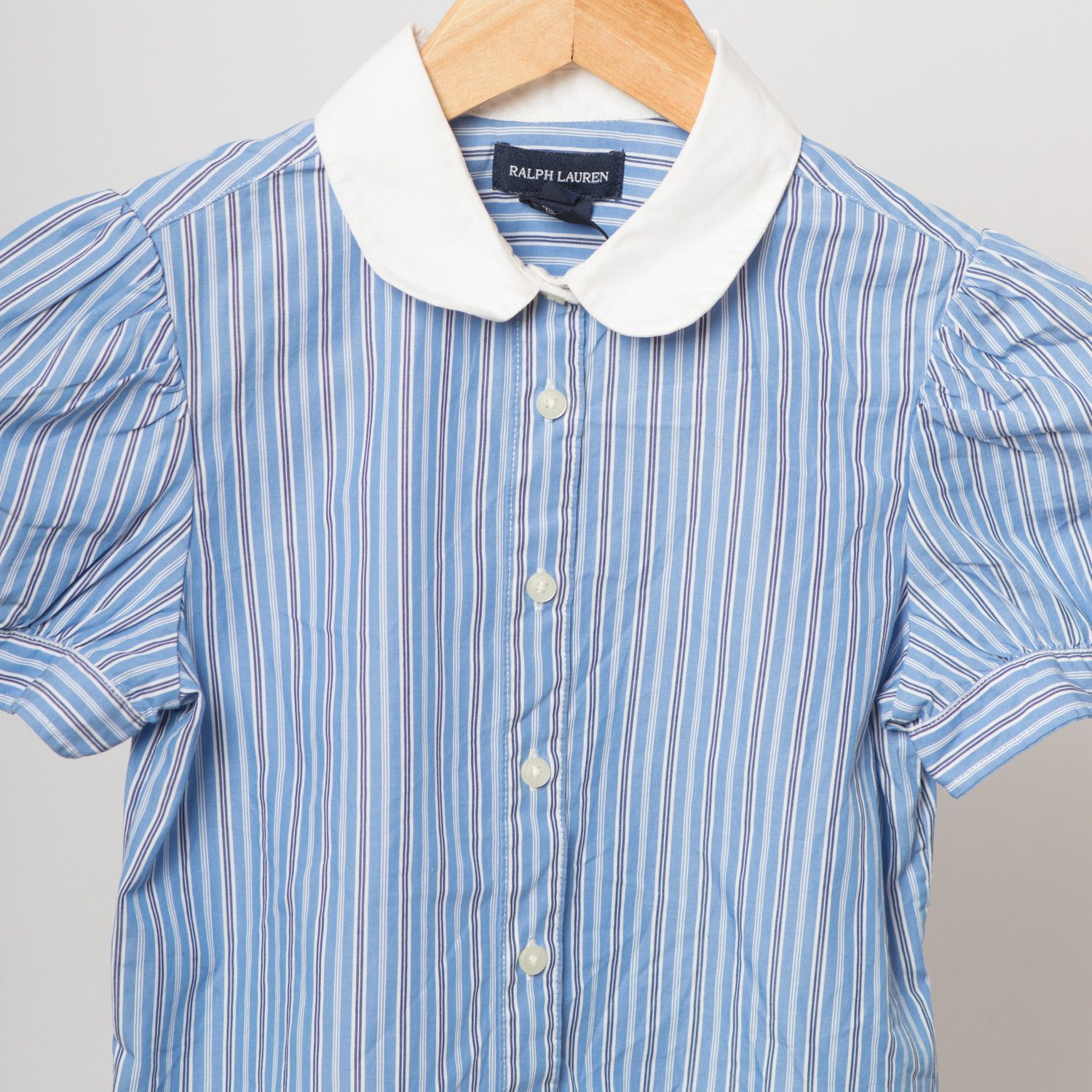 RALPH Lauren Striped Shirt Peter Pan Collar Petite XXS Size