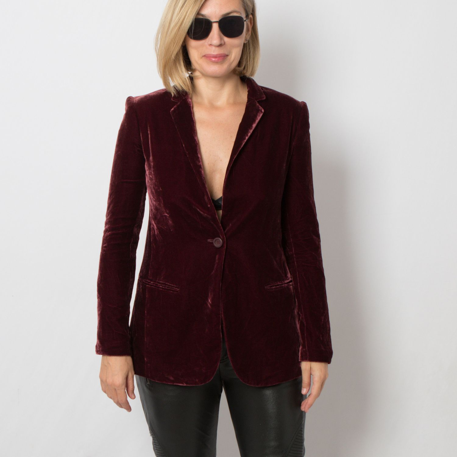 RARE PINKO Burgundy Velvet Blazer Gothic Luxe Steampunk Elegance Open-Back Statement Jacket Size XS Gift for Girlfriend Wife