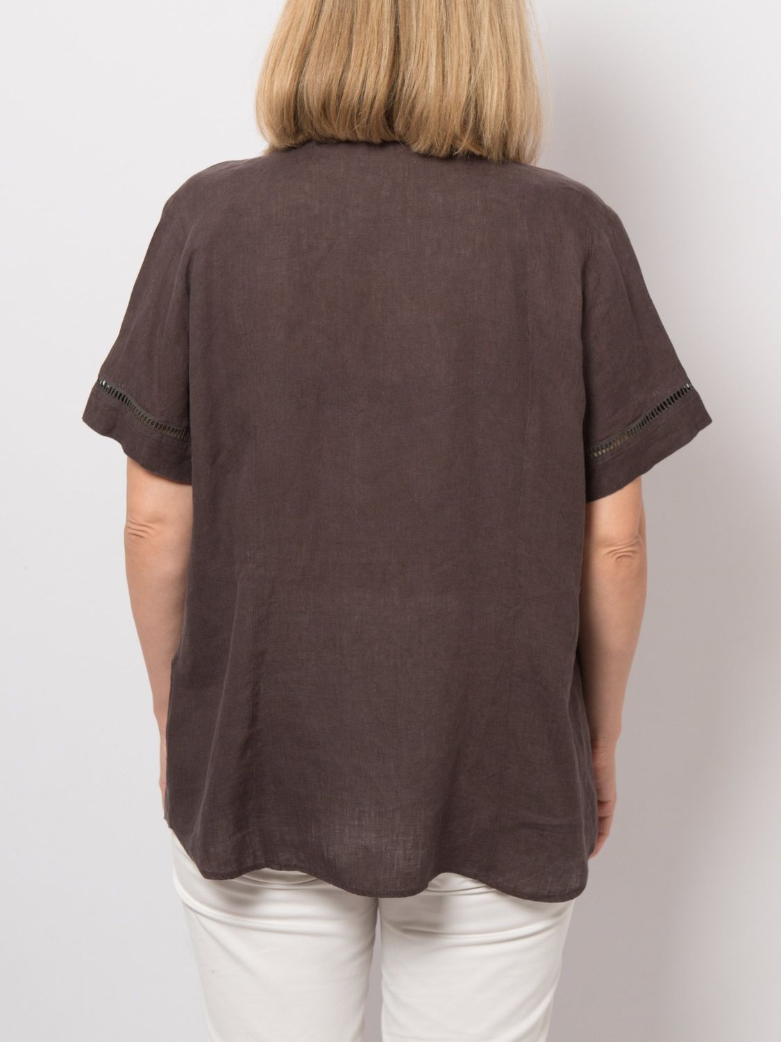 PERSONA Brown Linen Button Up Pleated Shirt Oversized will fit Size M / L Minimalist Holiday