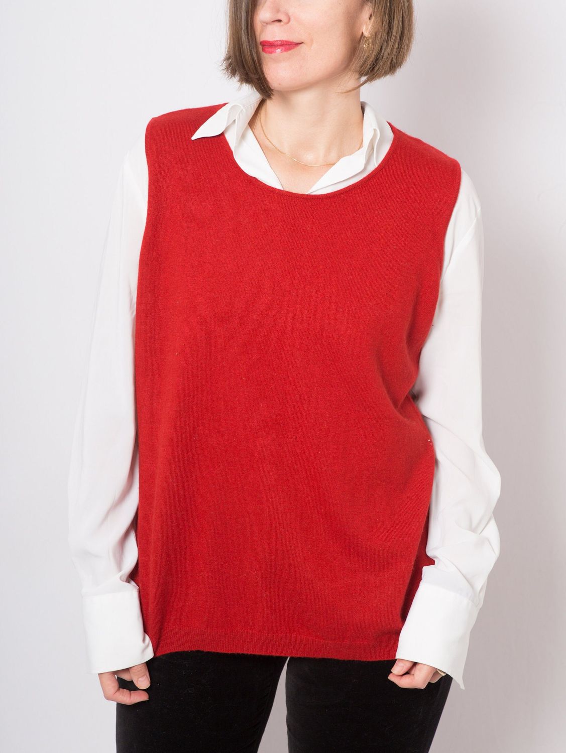 PERSONA Wool Sweater Vest Women Christmas Holiday Angora Cashmere Vest Large Size Gift