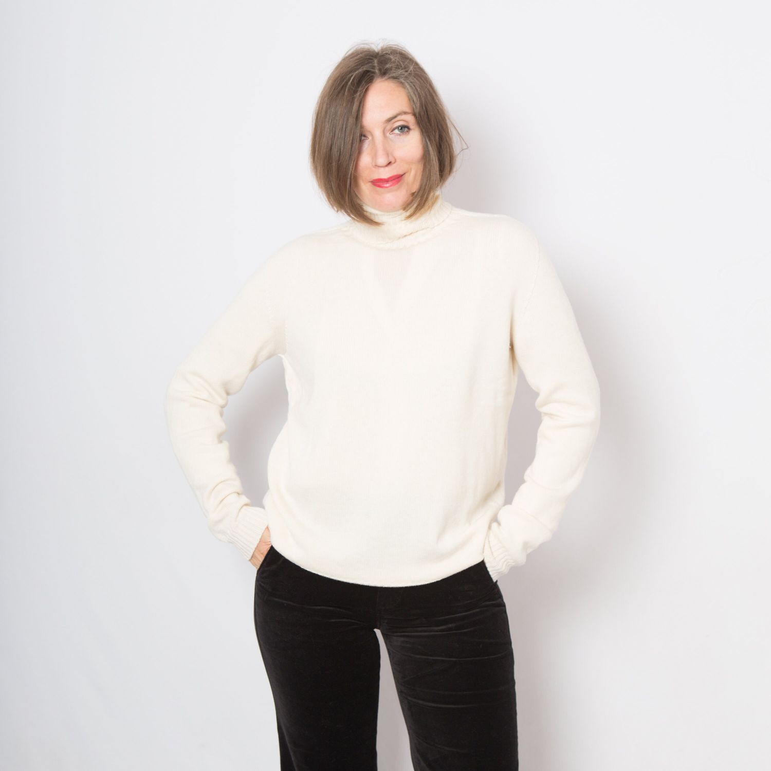 PIERRO DIGLO White Wool Turtleneck Sweater Womens Medium Size Gift