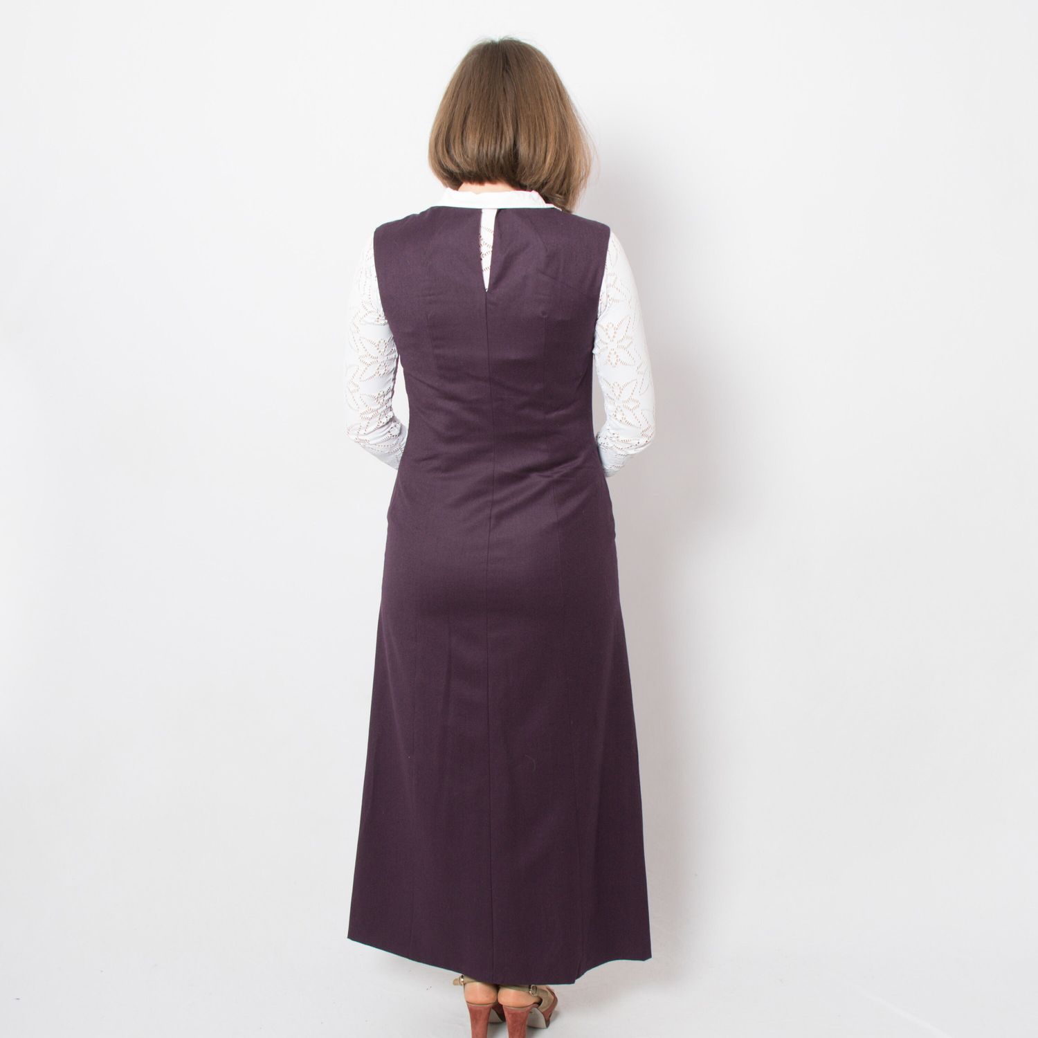 JOOP! Long Purple Dress Sarafan Sleeveless Wool Maxi Dress with Pockets Small Size