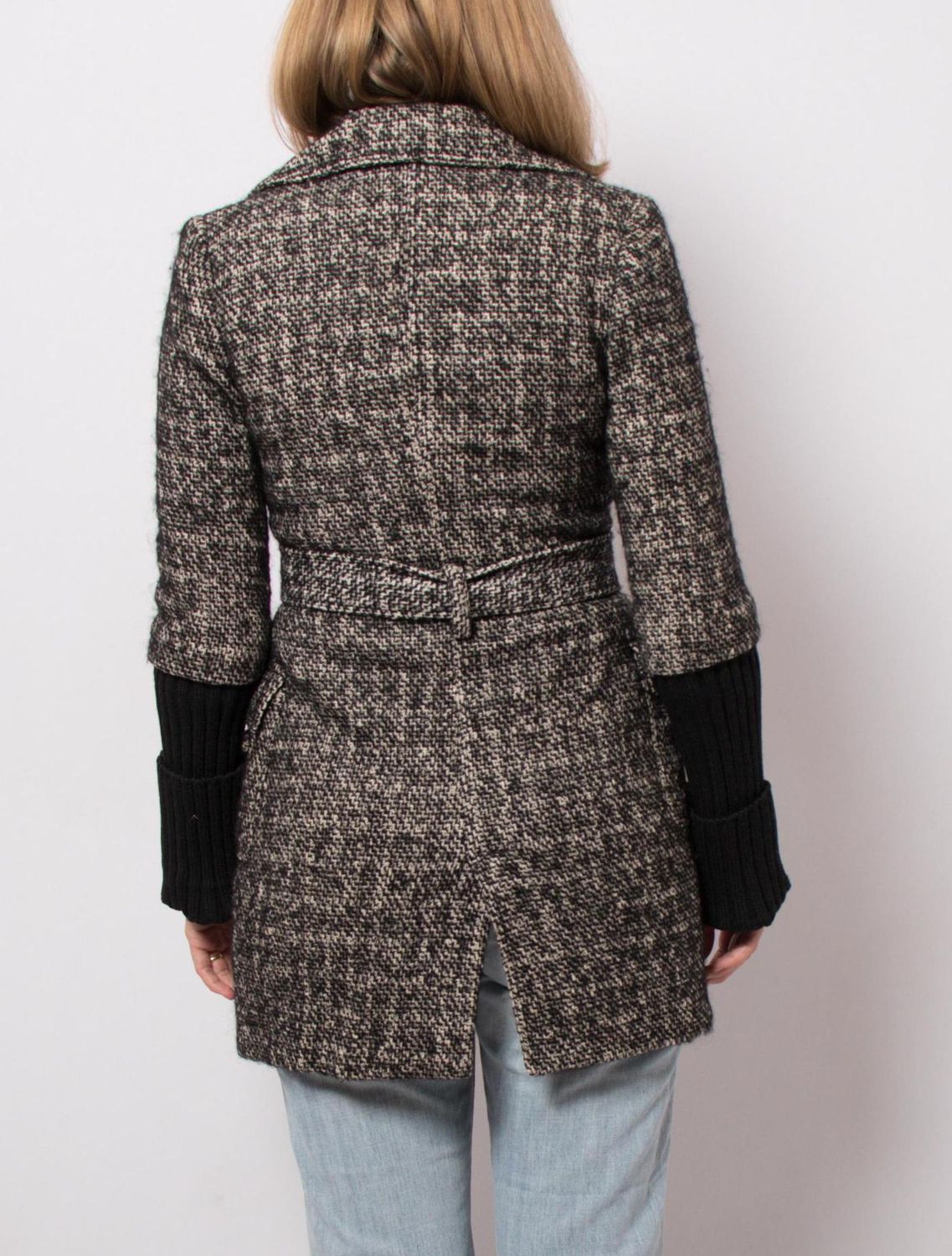 Patrizia Pepe Wool Short Coat with belt Tweed Coat Small Size Gift