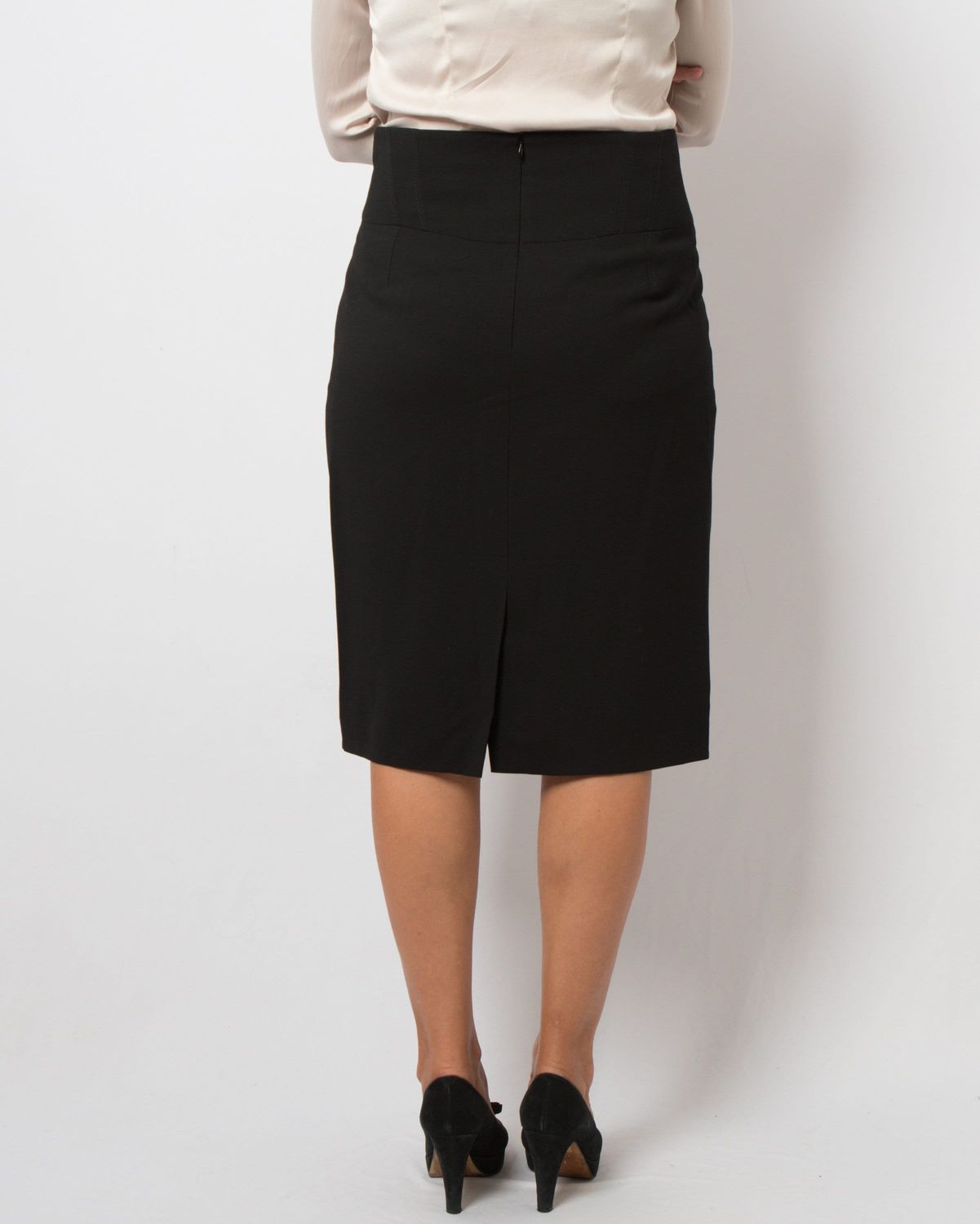 LAUREL Black Wool Pencil Skirt Elegant Office Lady Wear Medium Size W 31 Gift for Girlfriend