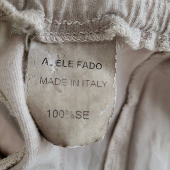 Adele Fado Beige Silk Pants Drop Crotch Pants Elastic Waist Medium Size Gift Made in Italy