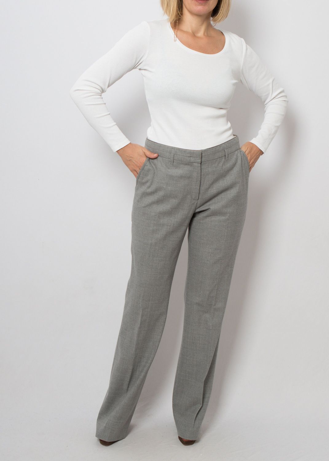 ESCADA Sport Grey Pleated Wool Pants Women Office Lady Wear W 33