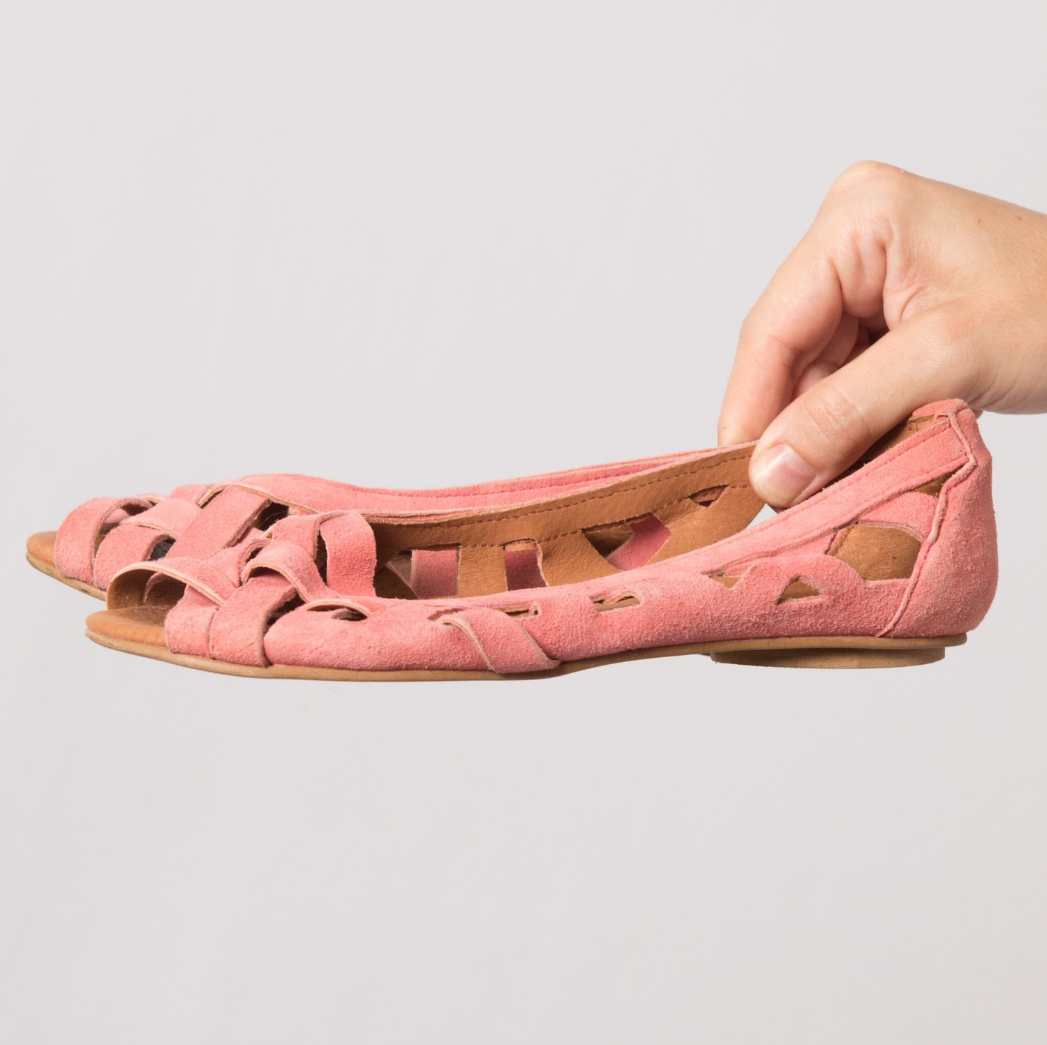 LA GARCONNE Pink Suede Sandals Braided Sandals Suede Leather Ballet Flats Fancy Sandals EU 35 Made in Spain